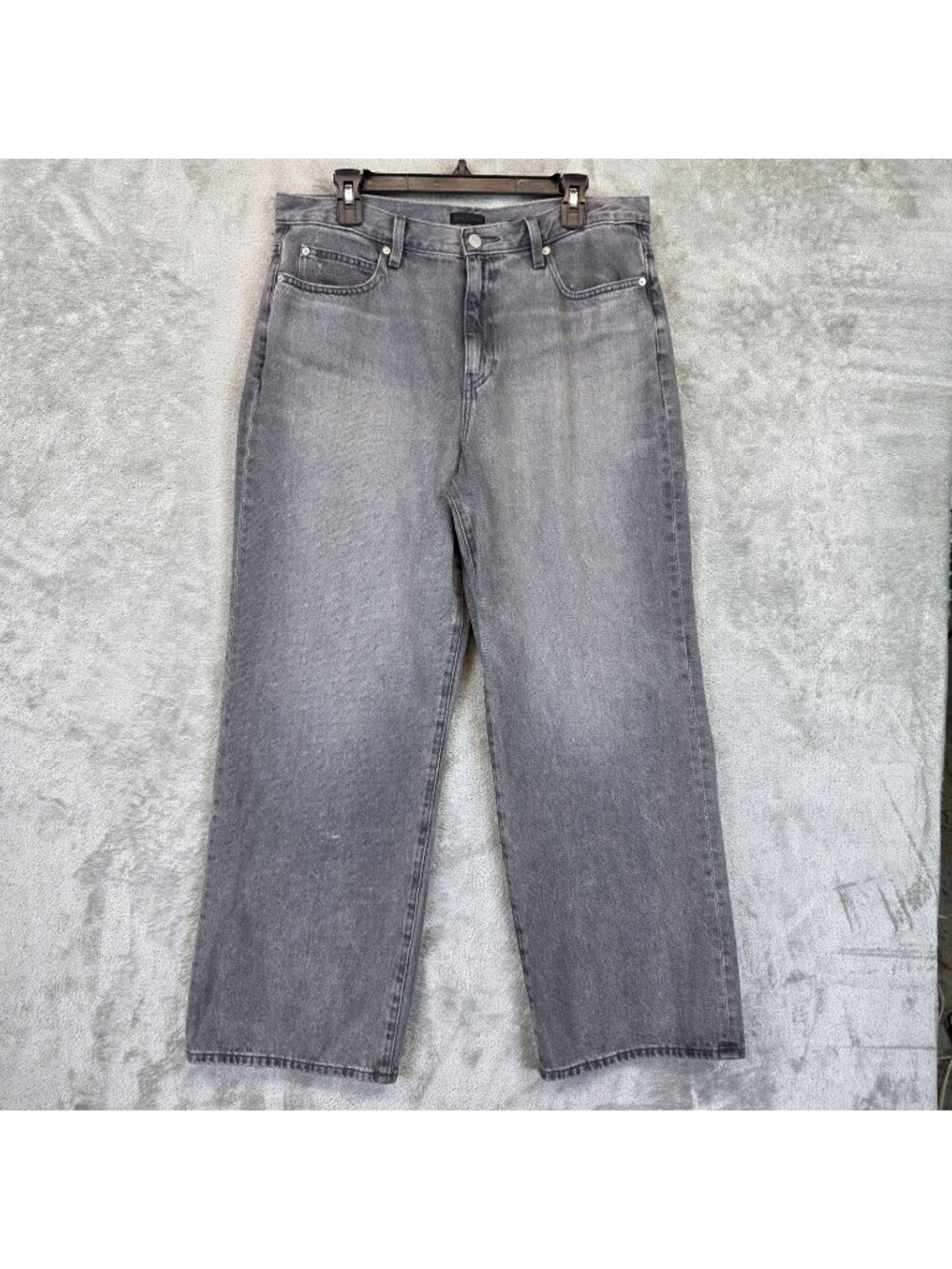 Uniqlo Jeans Womens 32 Gray Medium Wash Relaxed Wide Straight High Rise Denim